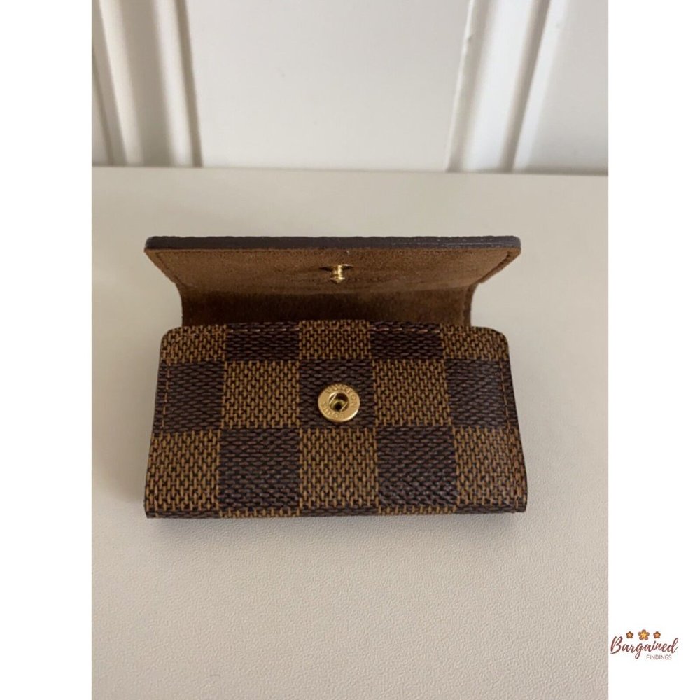 Authentic Louis Vuitton Brown Damier Ebene Coated Canvas Cufflinks Case - Picture 7 of 13
